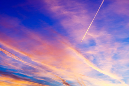 sunset over cityの写真素材