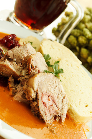 meat with cabbage and mashed potatoesの写真素材