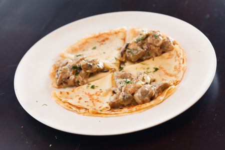 pancakes with meatの写真素材