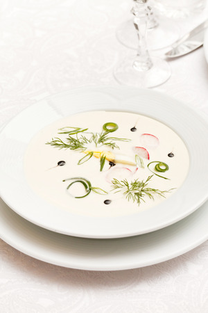 cold soup with cucumberの写真素材