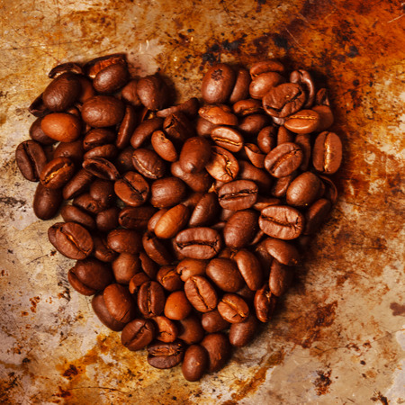 heart coffee made from coffee beansの写真素材