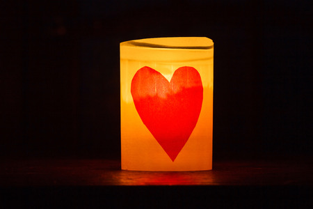 St Valentine's day greeting card with candleの写真素材