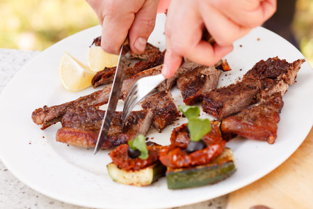 grilled steakの写真素材