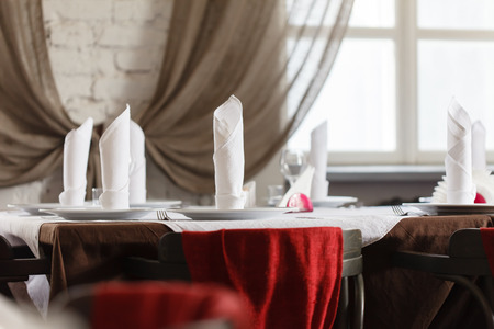 tables set for mealの写真素材