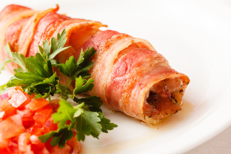 sausage wrapped in baconの写真素材
