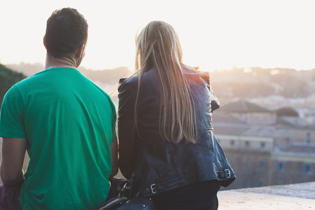 tourists making photo in Rome, march, 2015の写真素材