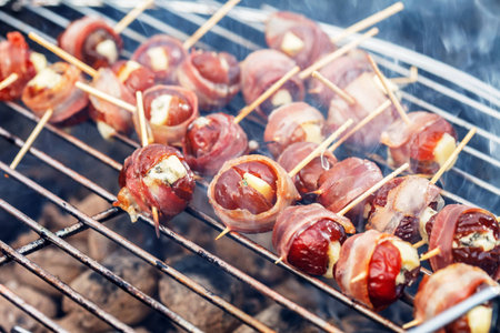 grilled dates with bacon and blue cheese