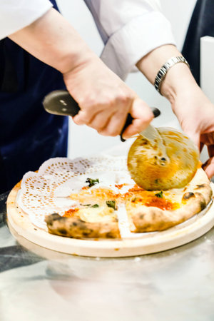 chef making pizzaの写真素材