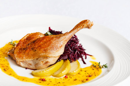 Roast duck with beetrootの写真素材