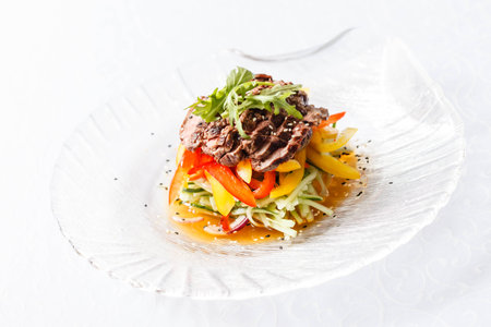 steak with vegetablesの写真素材