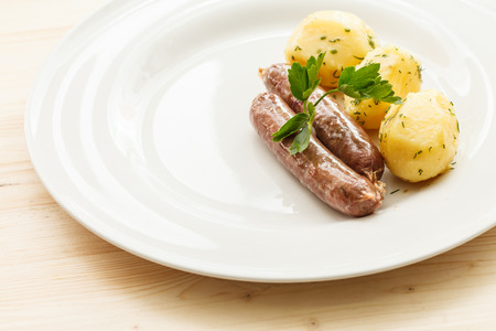 sausage with potatoesの写真素材