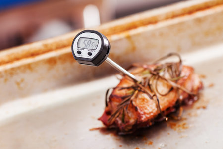 Meat thermometer in the meatの写真素材