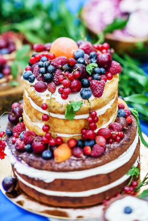 naked wedding cakeの写真素材