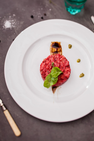 salmon tartar with beetの写真素材