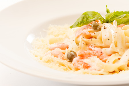 pasta with shrimpsの写真素材
