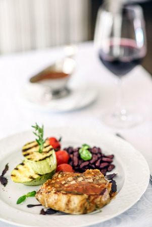 steak with grilled vegetablesの写真素材