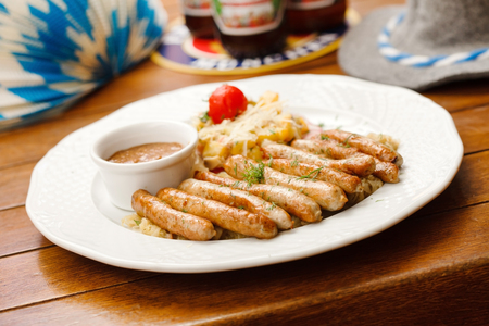 sausage with cabbageの写真素材