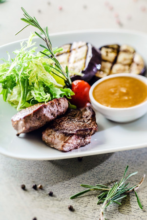 steak with vegetablesの写真素材