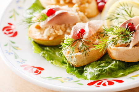 canape with herringの写真素材