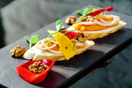 canape with calamariの写真素材