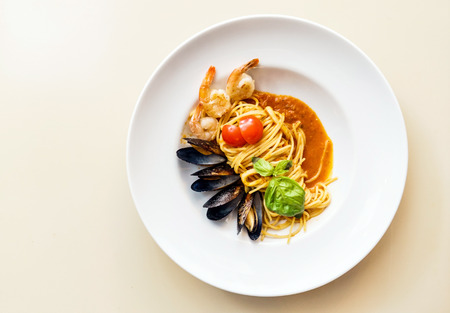 seafood pastaの写真素材