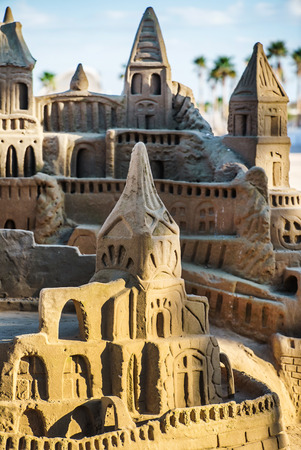 Grand sandcastle on the beachの写真素材