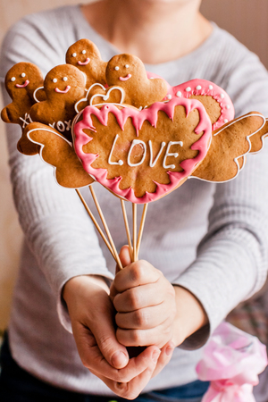 cookies for Valentine's dayの写真素材
