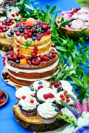 naked wedding cakeの写真素材