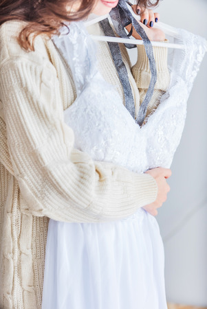 woman with bride dressの写真素材