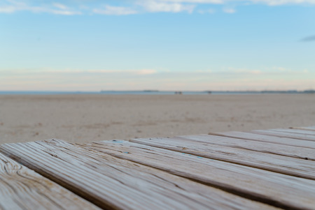 wooden or flooring on the beachの写真素材
