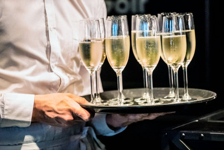 waiter with champagneの写真素材