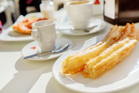 churros con chocolateの写真素材