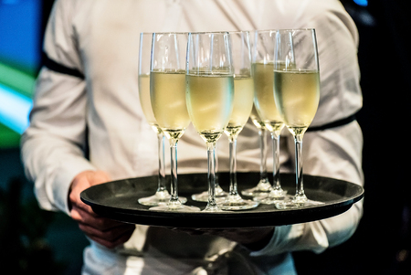 waiter with champagneの写真素材