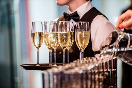 waiter with champagneの写真素材