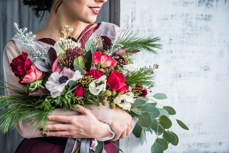 nice women with flowersの写真素材