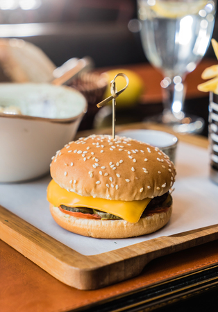 burger with french friesの写真素材
