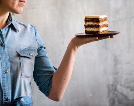 woman with cakeの写真素材