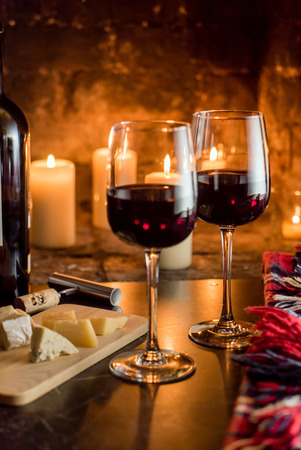 wine and a fireの写真素材