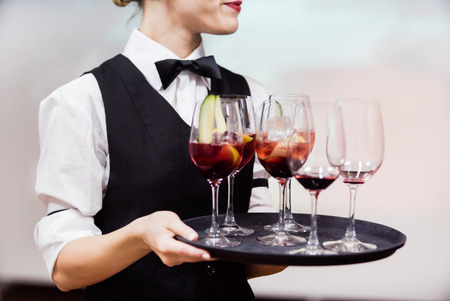 waiter with beveragesの写真素材