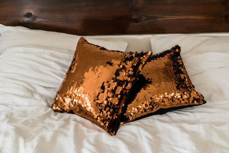 pillows and bedの写真素材