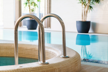 Luxury swimming pools in a spa hotelのeditorial素材