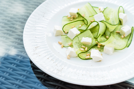 fresh salad with cucumberの写真素材