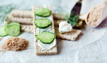 Stack of crispbreads with cream cheese