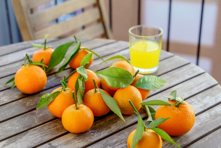 fresh mandarines with juiceの写真素材