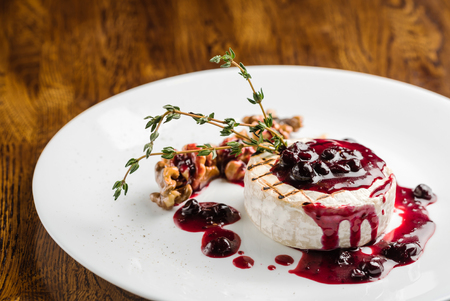 Grilled brie cheese with cranberry jamの写真素材