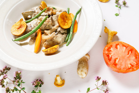 meat with mushroomsの写真素材