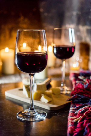wine and a fireの写真素材