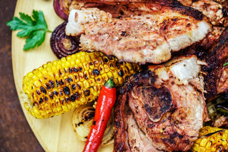 grilled meat with vegetables