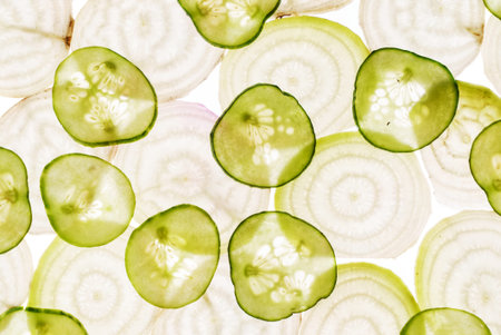 vegetable slicesの写真素材