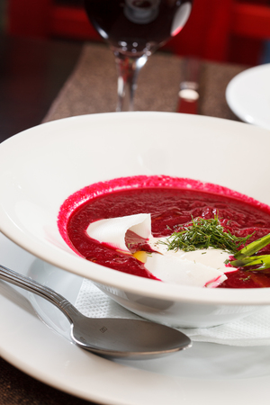 Cold beetroot soupの写真素材